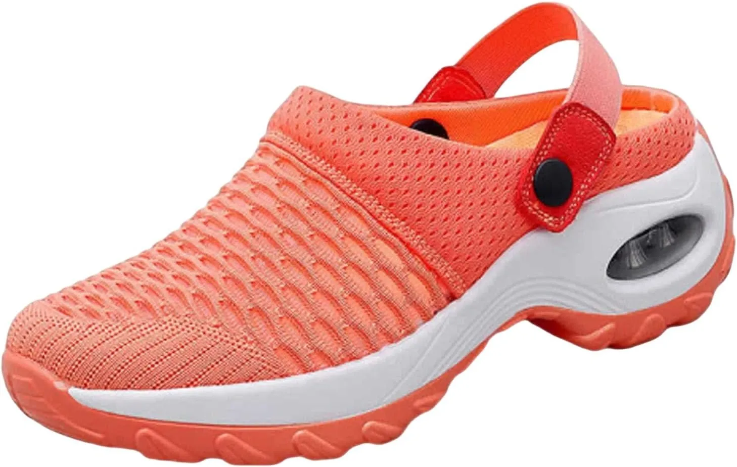 Air Cushion Orthopedic Slip On Shoes Womens Breathable Mesh Garden Shoes Comfortable Walking Shoes Fashion Knit Fabric Clogs For Women On Feet All Day