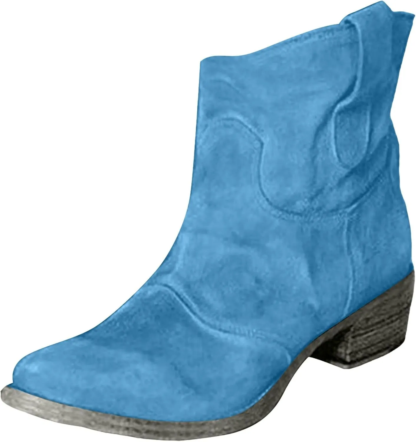 AMDBEL Booties for Women Dressy 2024 Ankle Boots Chunky Low Heel Suede Mid Calf Zipper Cowboy Boots Winter Booties