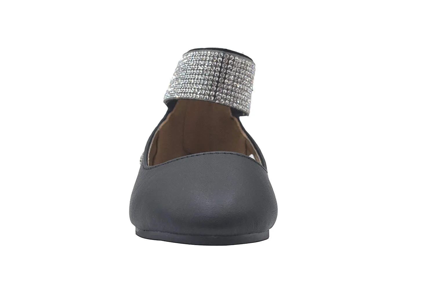 bebe Toddler Girls Ballet Flats Slip On Sandals with Rhienstone Ankle Strap