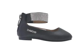 bebe Toddler Girls Ballet Flats Slip On Sandals with Rhienstone Ankle Strap