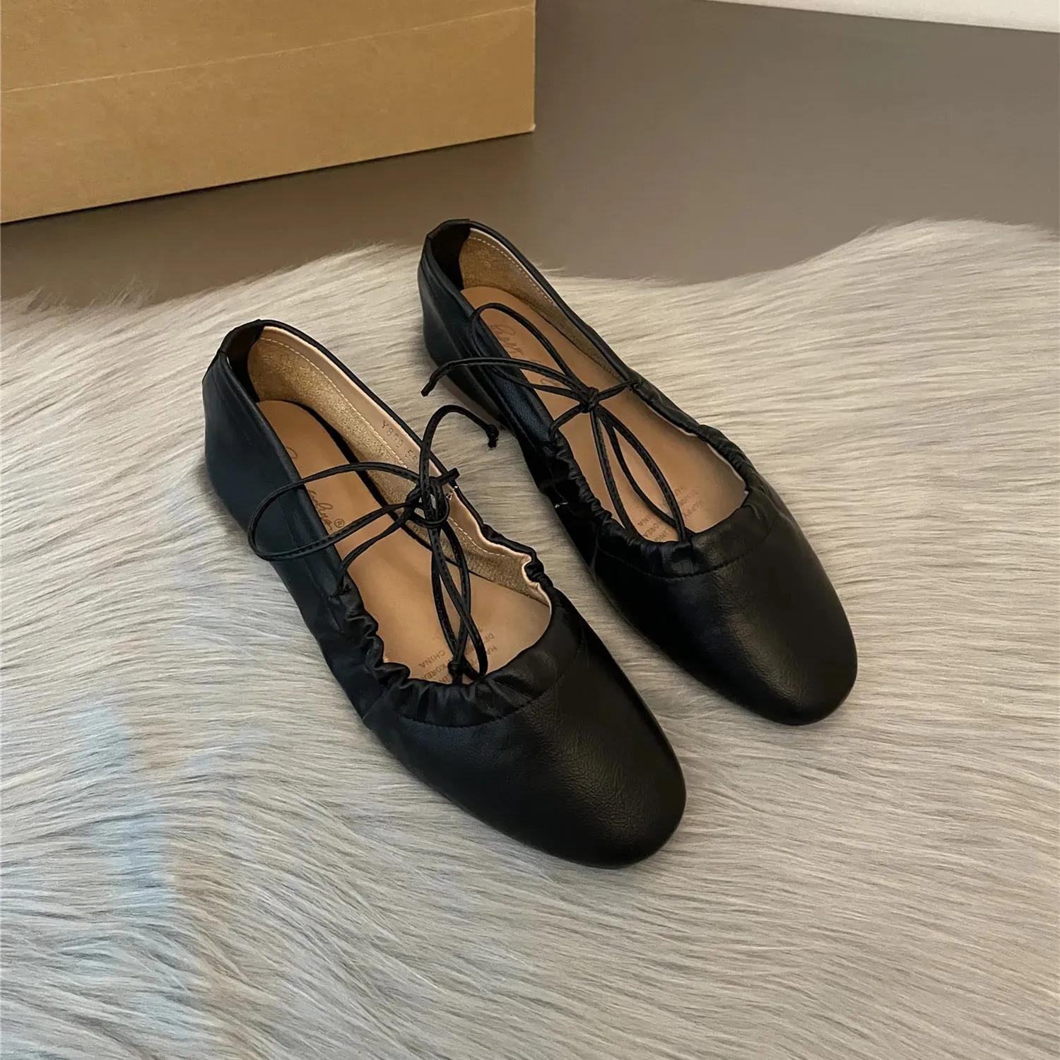 binfenxie  -  New Women Flats Fashion Square Toe Shallow Ladies Elegant Ladies Casual Ballet Shoes Soft Ballerina Shoes Soft Moccasin