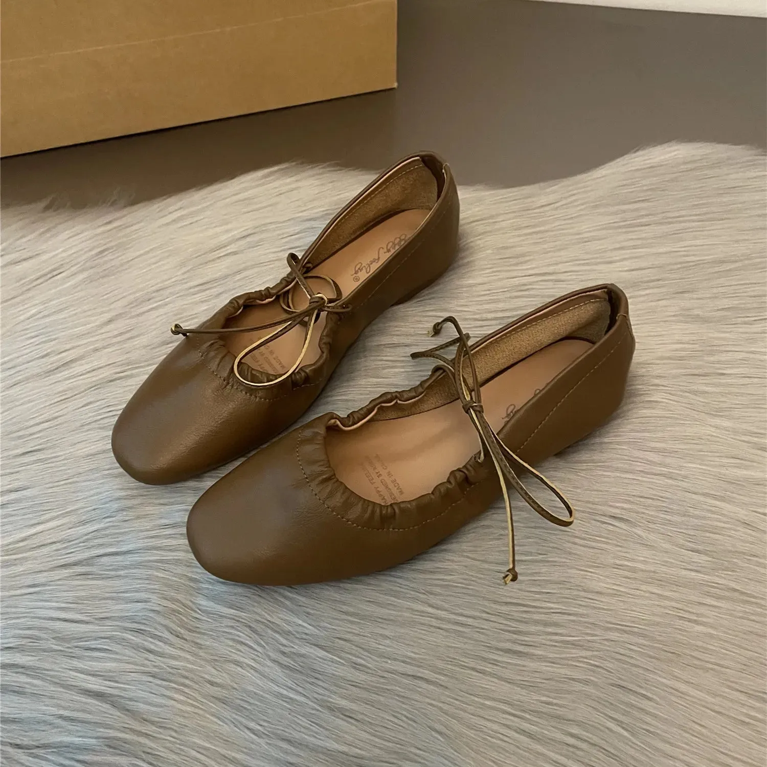 binfenxie  -  New Women Flats Fashion Square Toe Shallow Ladies Elegant Ladies Casual Ballet Shoes Soft Ballerina Shoes Soft Moccasin