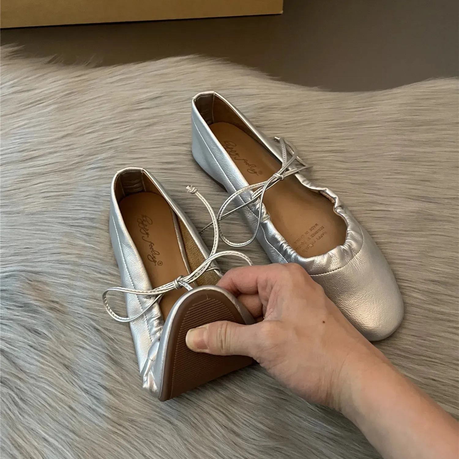 binfenxie  -  New Women Flats Fashion Square Toe Shallow Ladies Elegant Ladies Casual Ballet Shoes Soft Ballerina Shoes Soft Moccasin