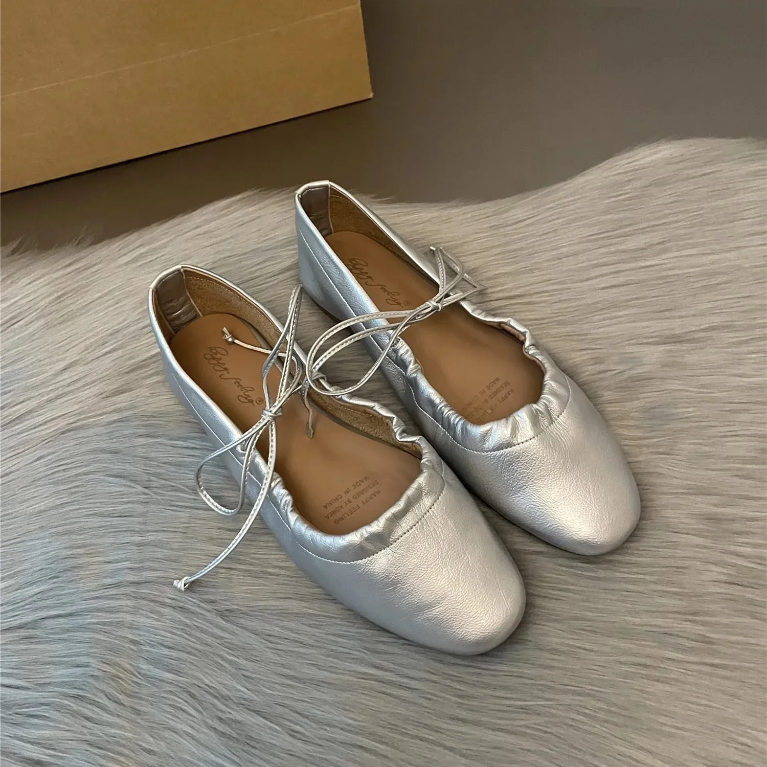 binfenxie  -  New Women Flats Fashion Square Toe Shallow Ladies Elegant Ladies Casual Ballet Shoes Soft Ballerina Shoes Soft Moccasin