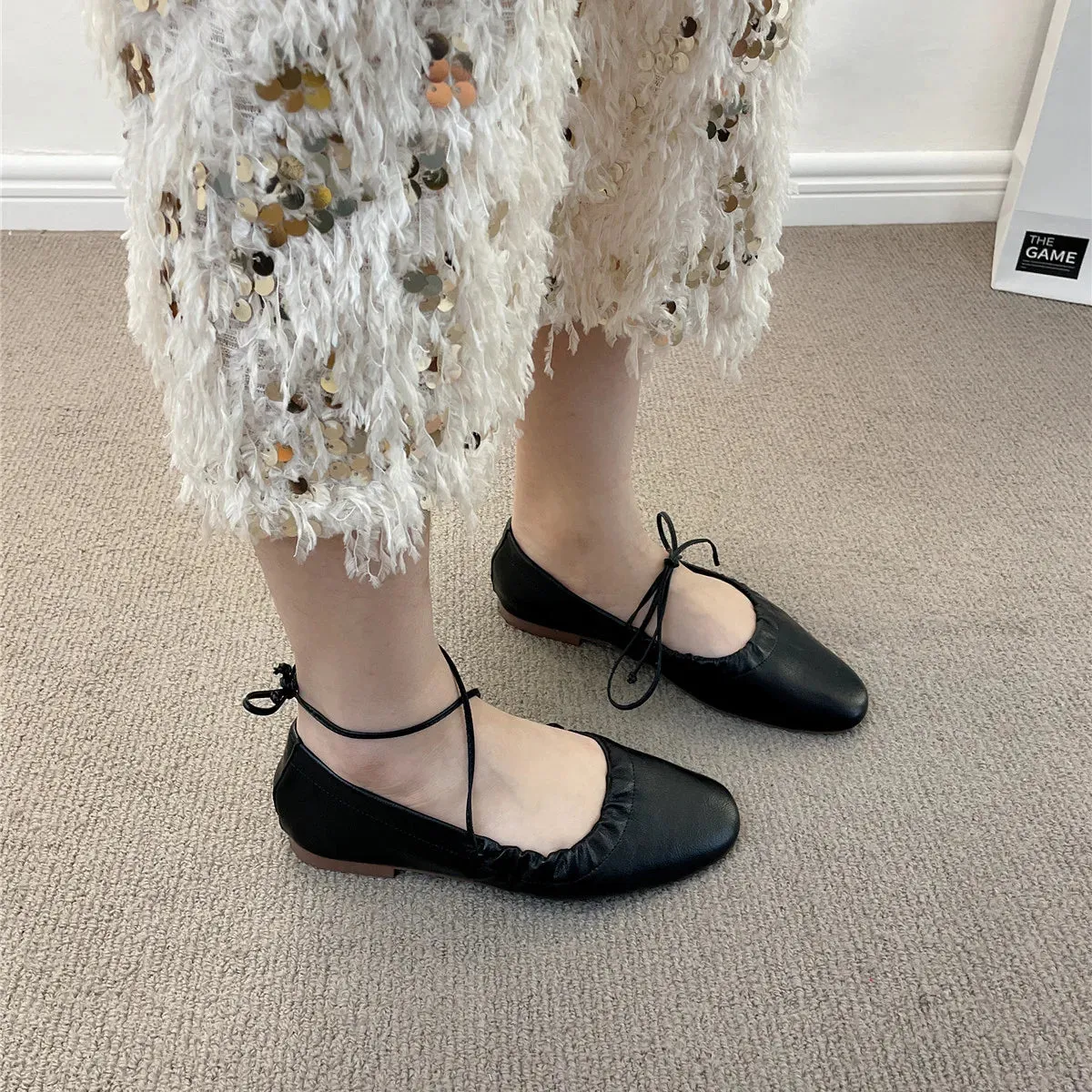 binfenxie  -  New Women Flats Fashion Square Toe Shallow Ladies Elegant Ladies Casual Ballet Shoes Soft Ballerina Shoes Soft Moccasin