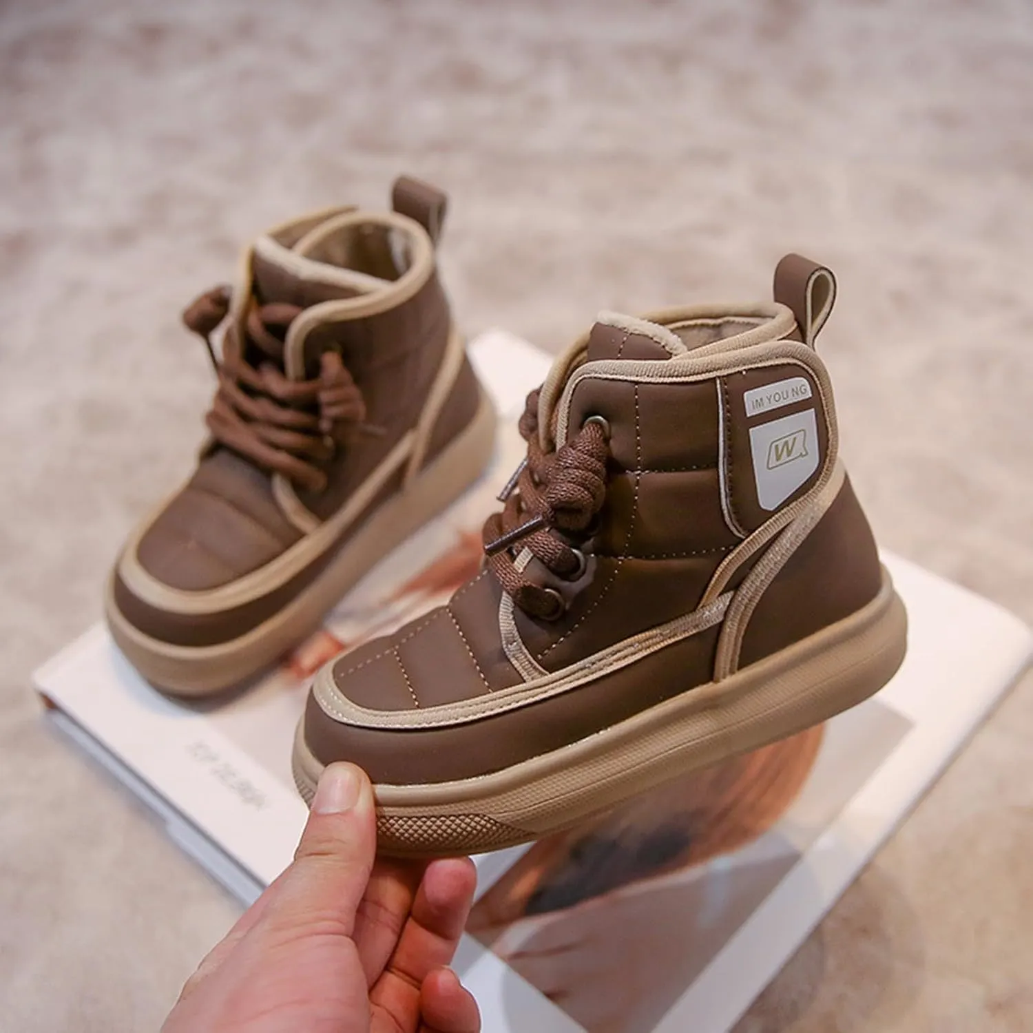Boys Girls Winter Cozy Snow Boots Little/Big Kids Thicken Warm Non-slip Lightweight Outdoor Walking Hiking Shoes
