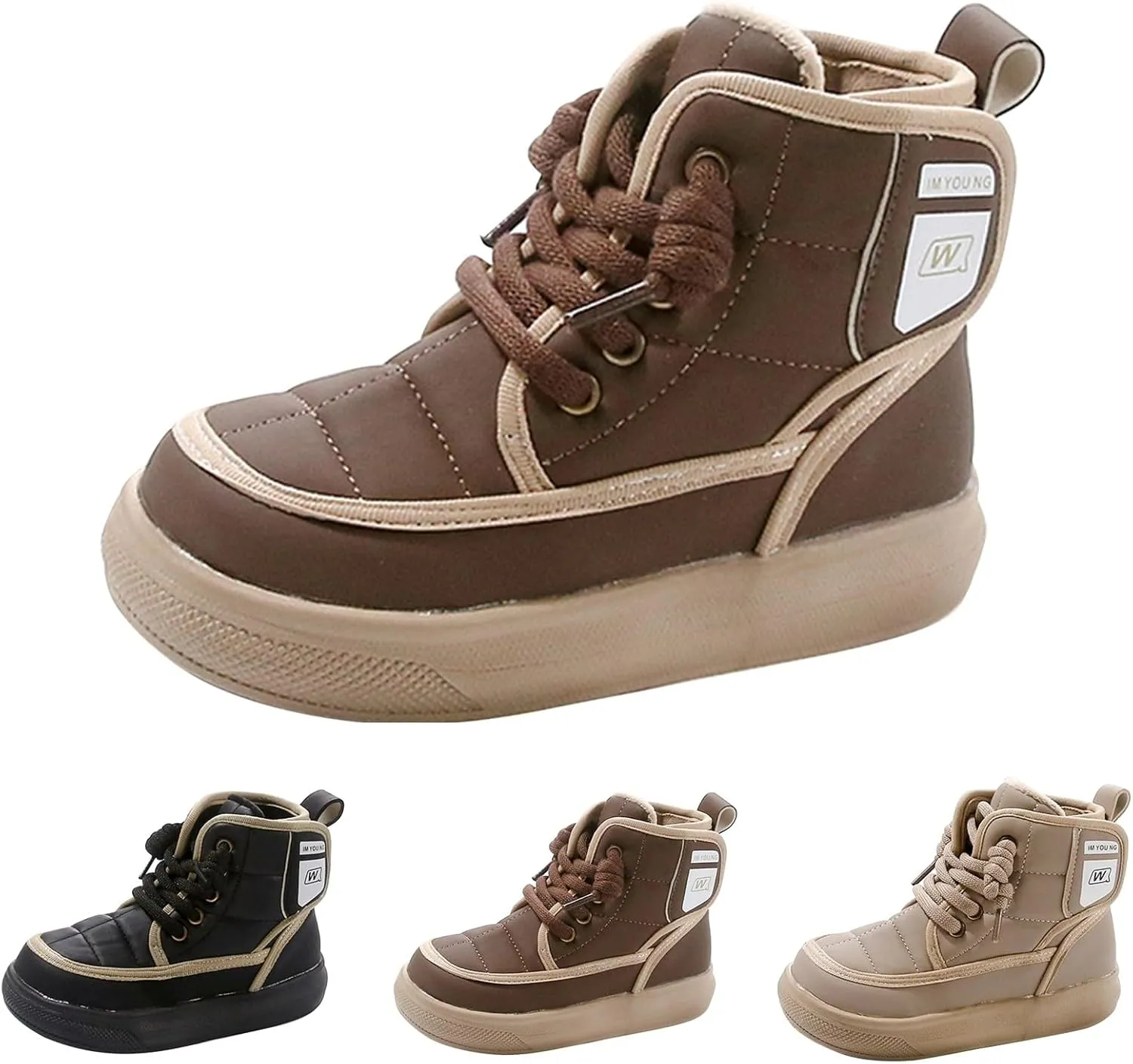 Boys Girls Winter Cozy Snow Boots Little/Big Kids Thicken Warm Non-slip Lightweight Outdoor Walking Hiking Shoes