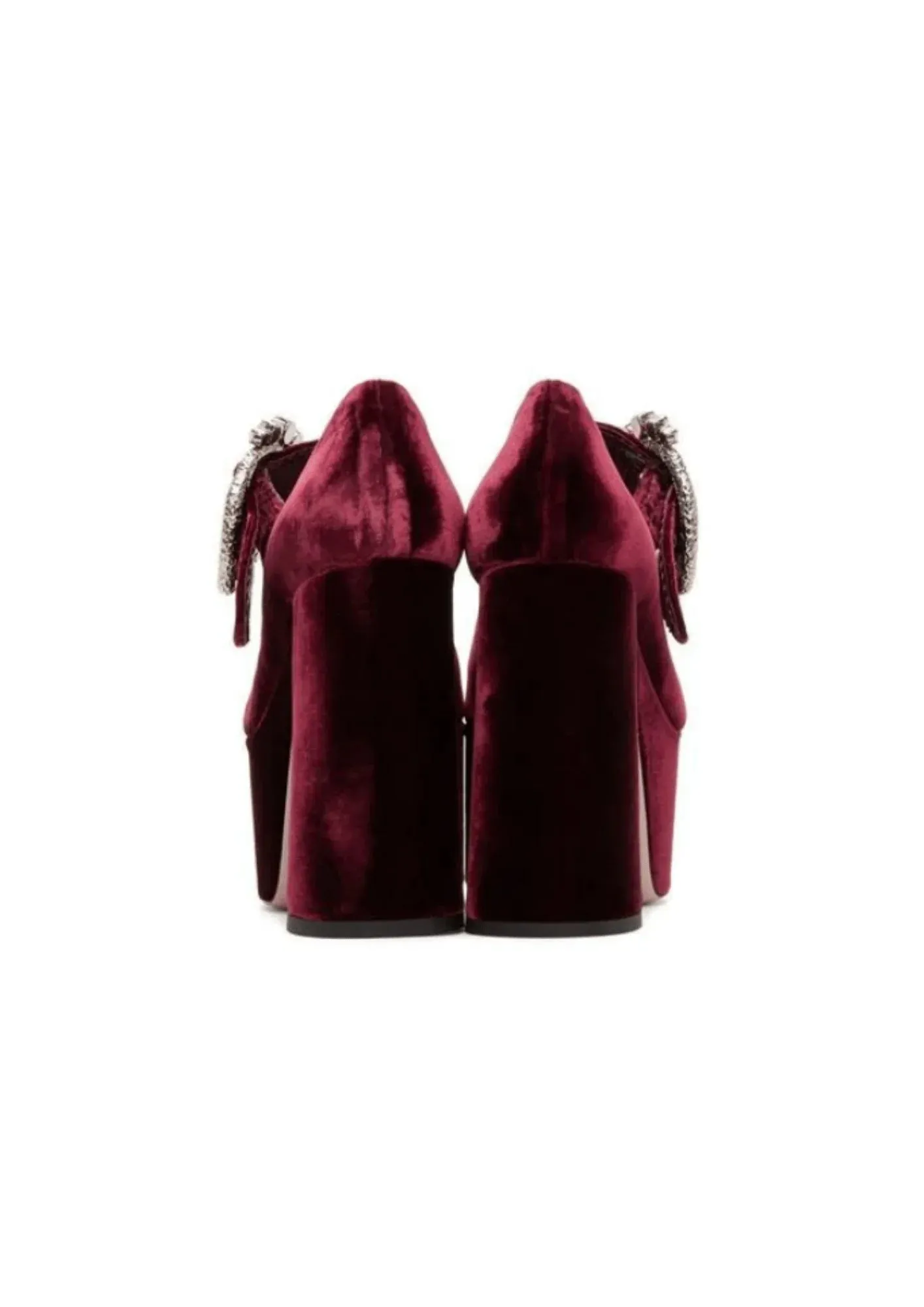 BURGUNDY MARY JANE VELVET PLATFORM SHOES