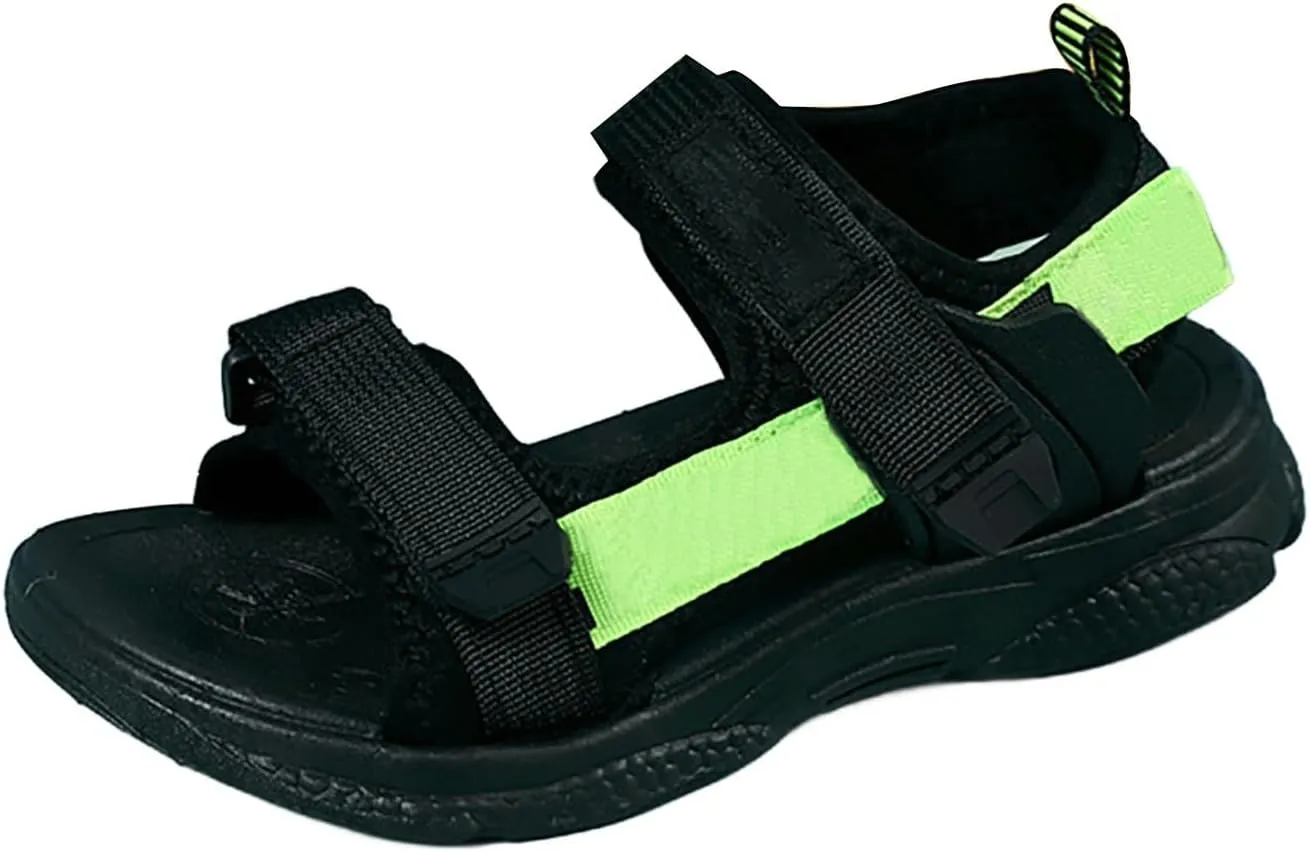 Children's Boys Summer Sports Sandals Hiking Beach Outdoor Open Toe Sports Sandals Boy Sandals (Green #1, 12.5 Little child)