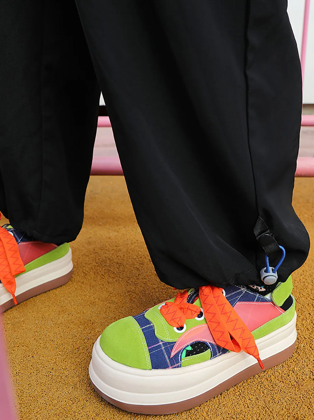Color-Blocked Round-Toe Casual Shoes