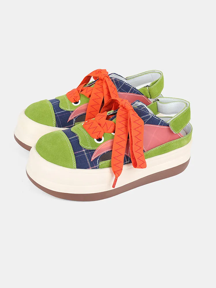 Color-Blocked Round-Toe Casual Shoes