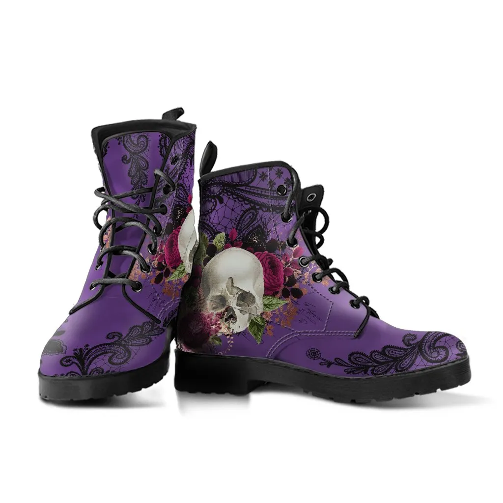 Combat Boots-Gothic Lace Print 103 Goth