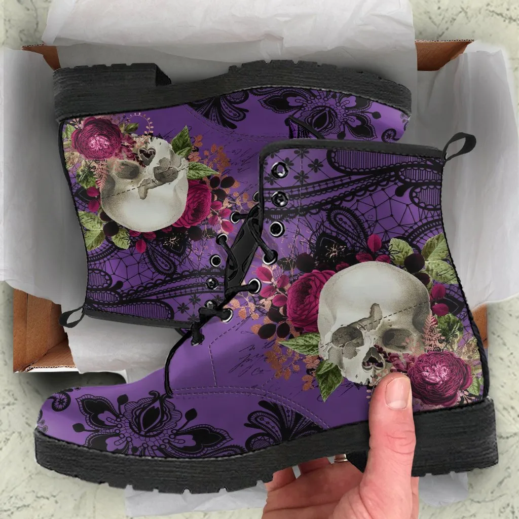Combat Boots-Gothic Lace Print 103 Goth
