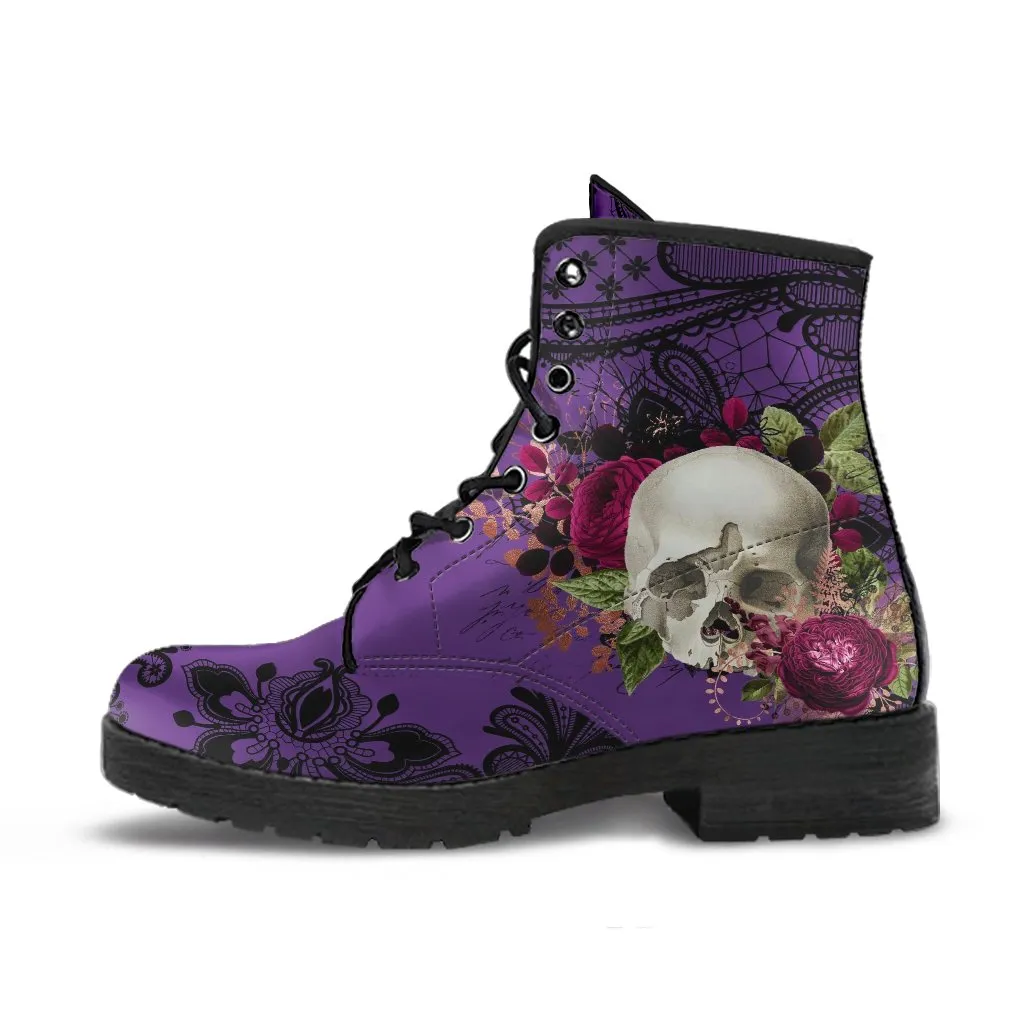 Combat Boots-Gothic Lace Print 103 Goth