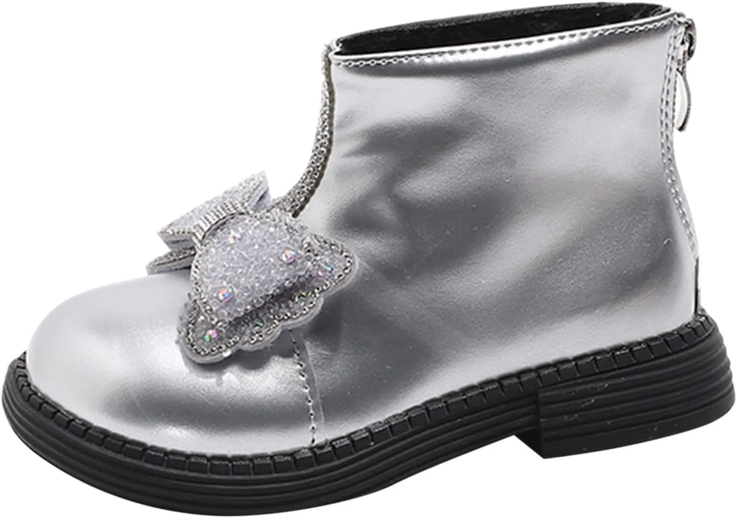 Cute Bowknot Glitter Short Boots for Girls Kids Low Heel Dress Booties Winter Sparkly 6 Toddler Girls Boots