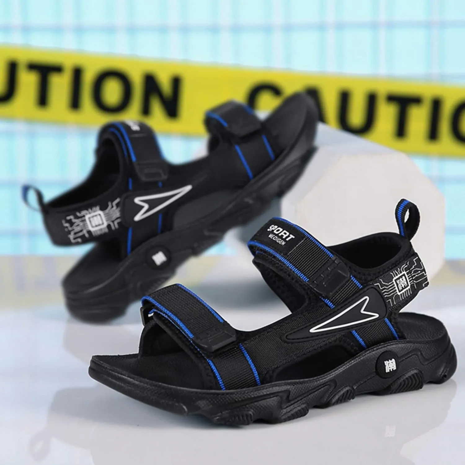 Kids Boys Summer Sports Sandals Outdoor Hiking Beach Sports Sandals Double Adjustable Strap Lightweight Shoes