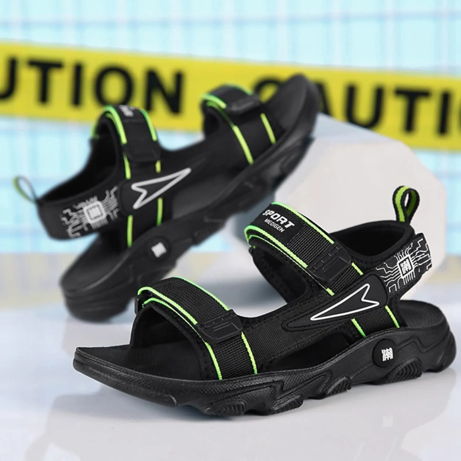 Kids Boys Summer Sports Sandals Outdoor Hiking Beach Sports Sandals Double Adjustable Strap Lightweight Shoes