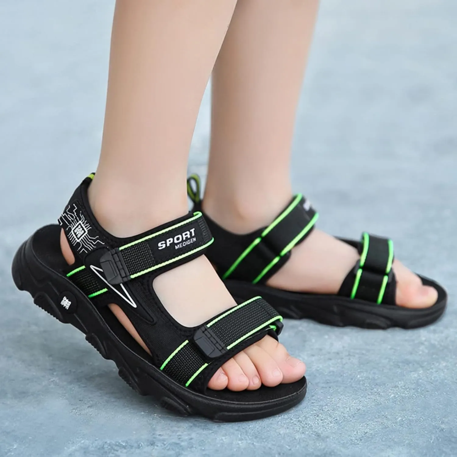 Kids Boys Summer Sports Sandals Outdoor Hiking Beach Sports Sandals Double Adjustable Strap Lightweight Shoes