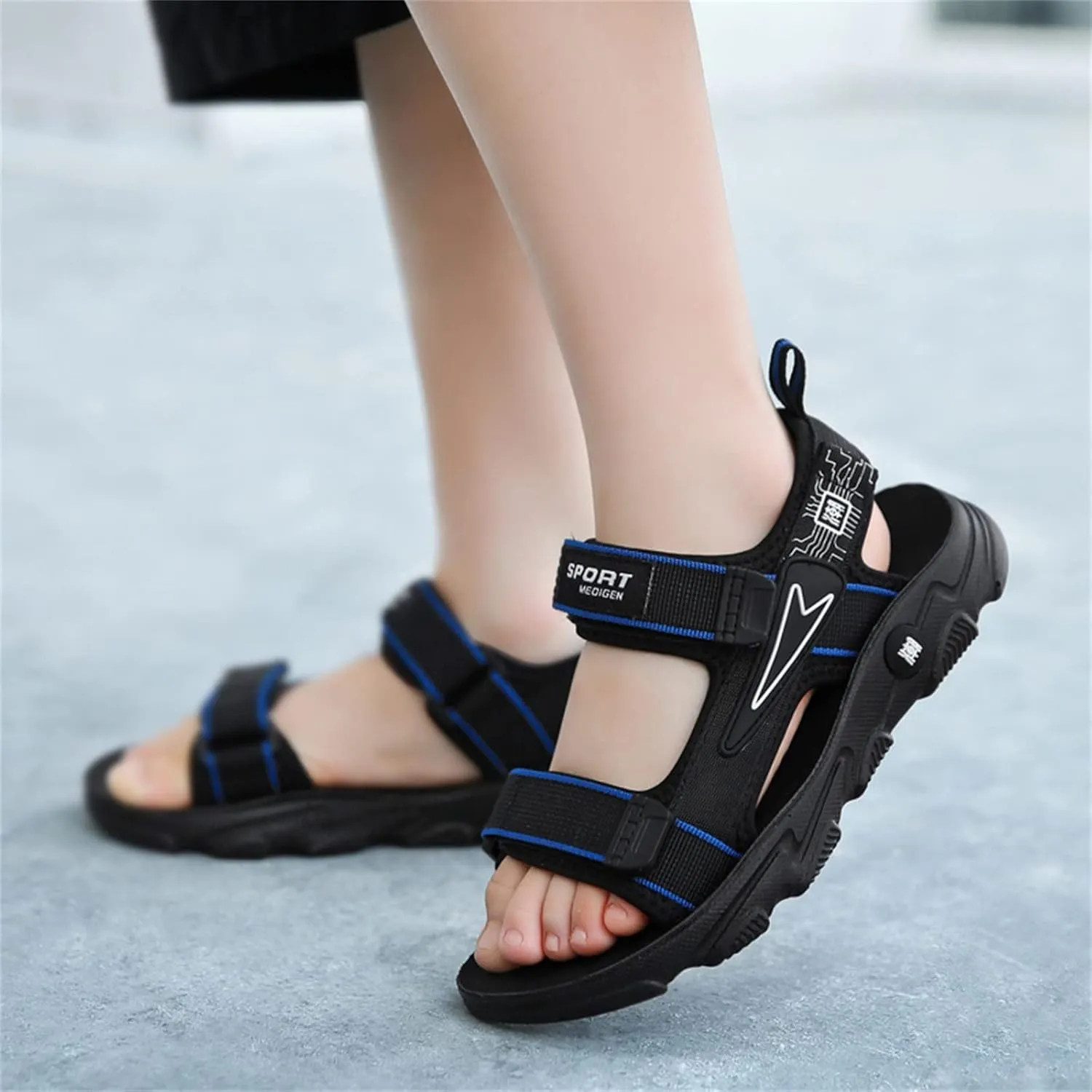 Kids Boys Summer Sports Sandals Outdoor Hiking Beach Sports Sandals Double Adjustable Strap Lightweight Shoes