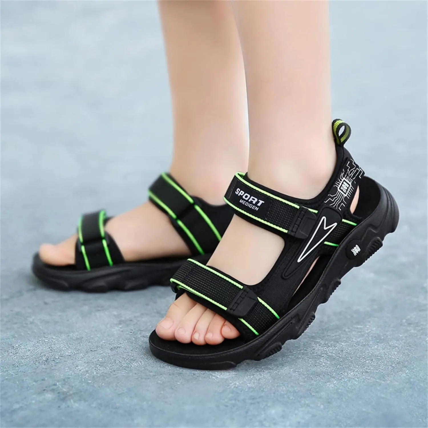 Kids Boys Summer Sports Sandals Outdoor Hiking Beach Sports Sandals Double Adjustable Strap Lightweight Shoes