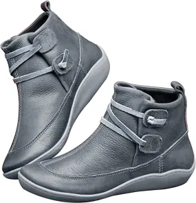 Ladmiple Boots For Women Ankle Booties Western Wear High Top Fashion Cowboy Cowgirl Classic Retro Casual Walking Shoes