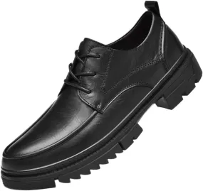 Men's Business Casual Oxford Shoes Cap-Toe Lace Up Leather Casual Anti-Slip Low Top
