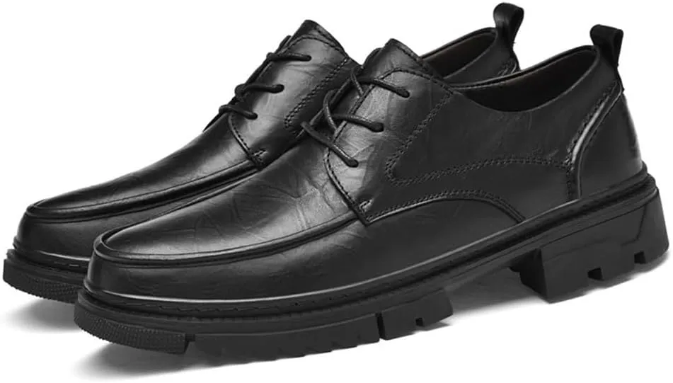Men's Business Casual Oxford Shoes Cap-Toe Lace Up Leather Casual Anti-Slip Low Top