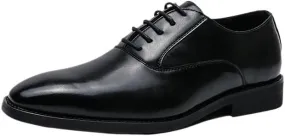 Men's Genuine Leather Platform Slip-On Vintage Leather Brogue Wingtip Oxfords Classic Lace-up Formal Tuxedo Derby Shoes