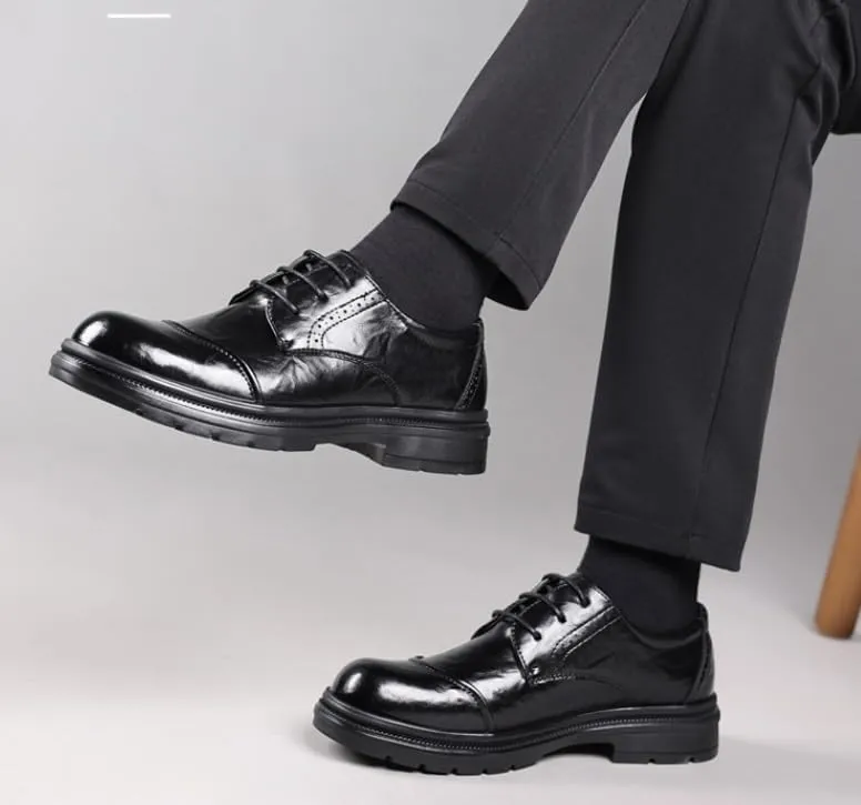 Men's Leather Dress Shoes Mens Casual Office Business Walking Oxfords Fashion Pointed Toe Low Leather Shoes