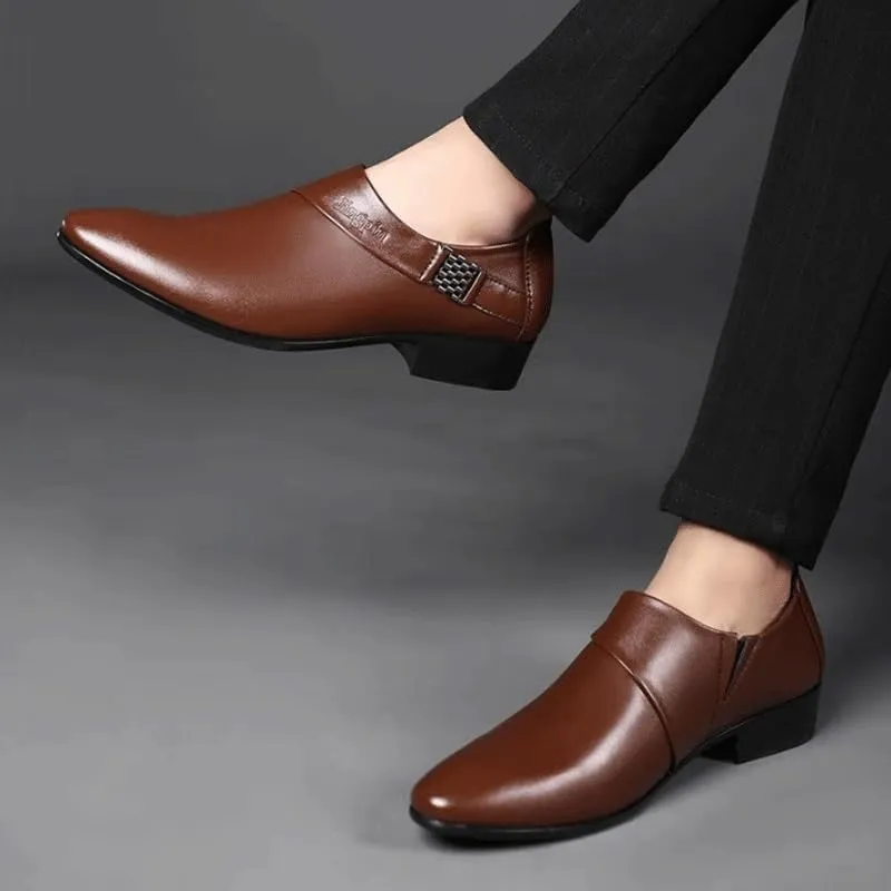 Men's Leather Platform Oxfords Mens Business Casual Loafers Patent Leather Formal Oxford Slip On Dress Shoes
