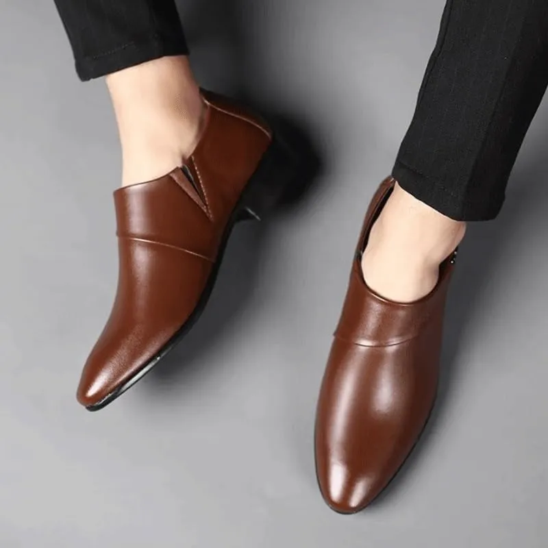 Men's Leather Platform Oxfords Mens Business Casual Loafers Patent Leather Formal Oxford Slip On Dress Shoes