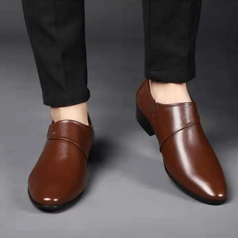 Men's Leather Platform Oxfords Mens Business Casual Loafers Patent Leather Formal Oxford Slip On Dress Shoes