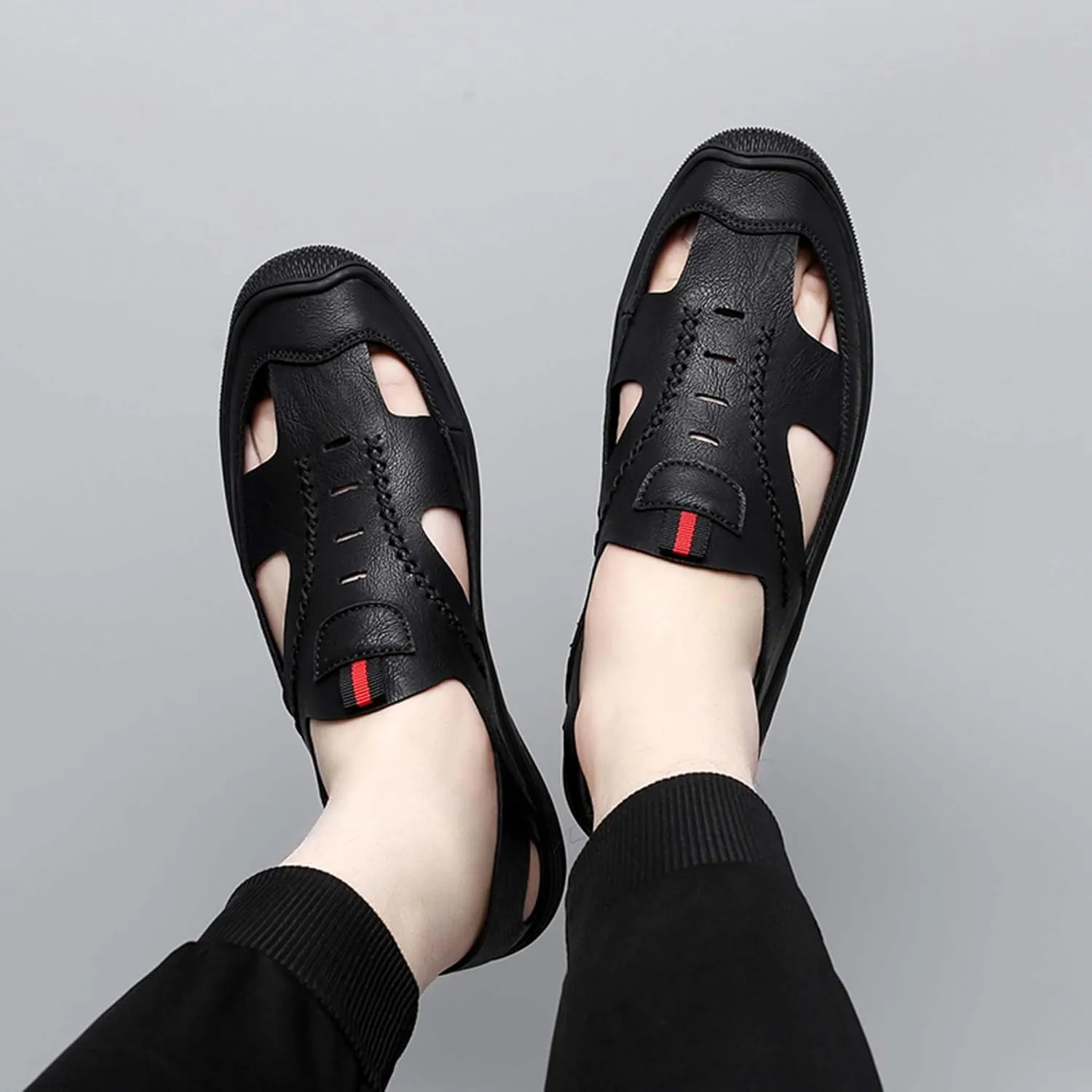Men's New Mesh Breathable Outdoor Quick Drying Leather Shoes, Business Casual Sports Outdoor Shoes,Lightweight Wide Edition Walking Shoes Wading ShoesFashionable Sports Shoes