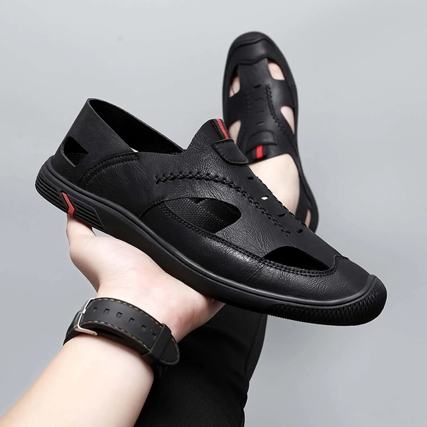 Men's New Mesh Breathable Outdoor Quick Drying Leather Shoes, Business Casual Sports Outdoor Shoes,Lightweight Wide Edition Walking Shoes Wading ShoesFashionable Sports Shoes