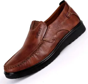 Men's Premium Genuine Leather Casual Slip on Breathable Driving Shoes,Classic Leather Lined Oxfords Casual Dress Shoes