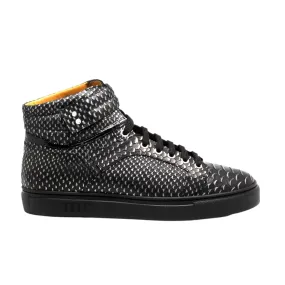 Mister Caule 40471 Men's Shoes Black Snake Print Leather High-Top Sneakers (MIS1128)
