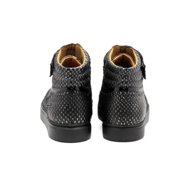 Mister Caule 40471 Men's Shoes Black Snake Print Leather High-Top Sneakers (MIS1128)