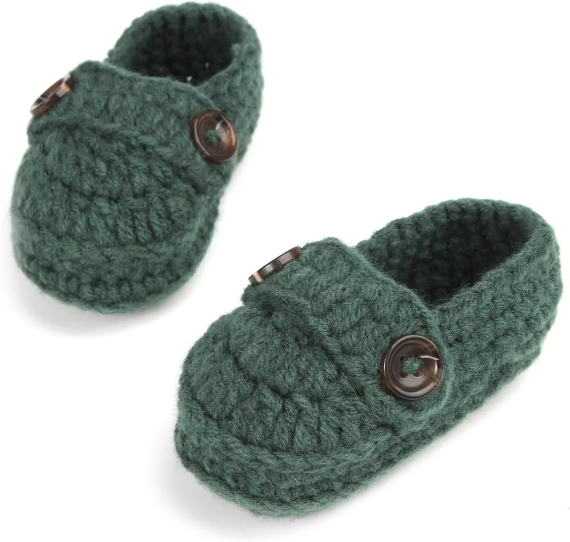 Newborn Baby Hand Knitting Crochet Booties Shoes Mary Jane First Walking Non-Slip Stay On Warm Knit Sock Boots
