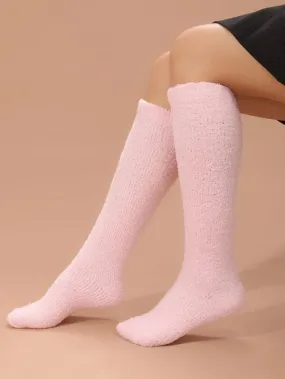 Pink Fluffy Knee High Socks