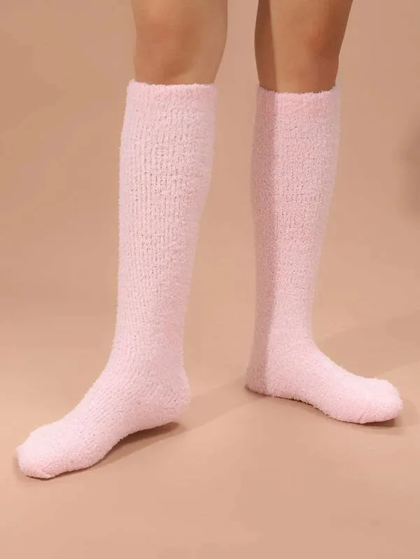 Pink Fluffy Knee High Socks