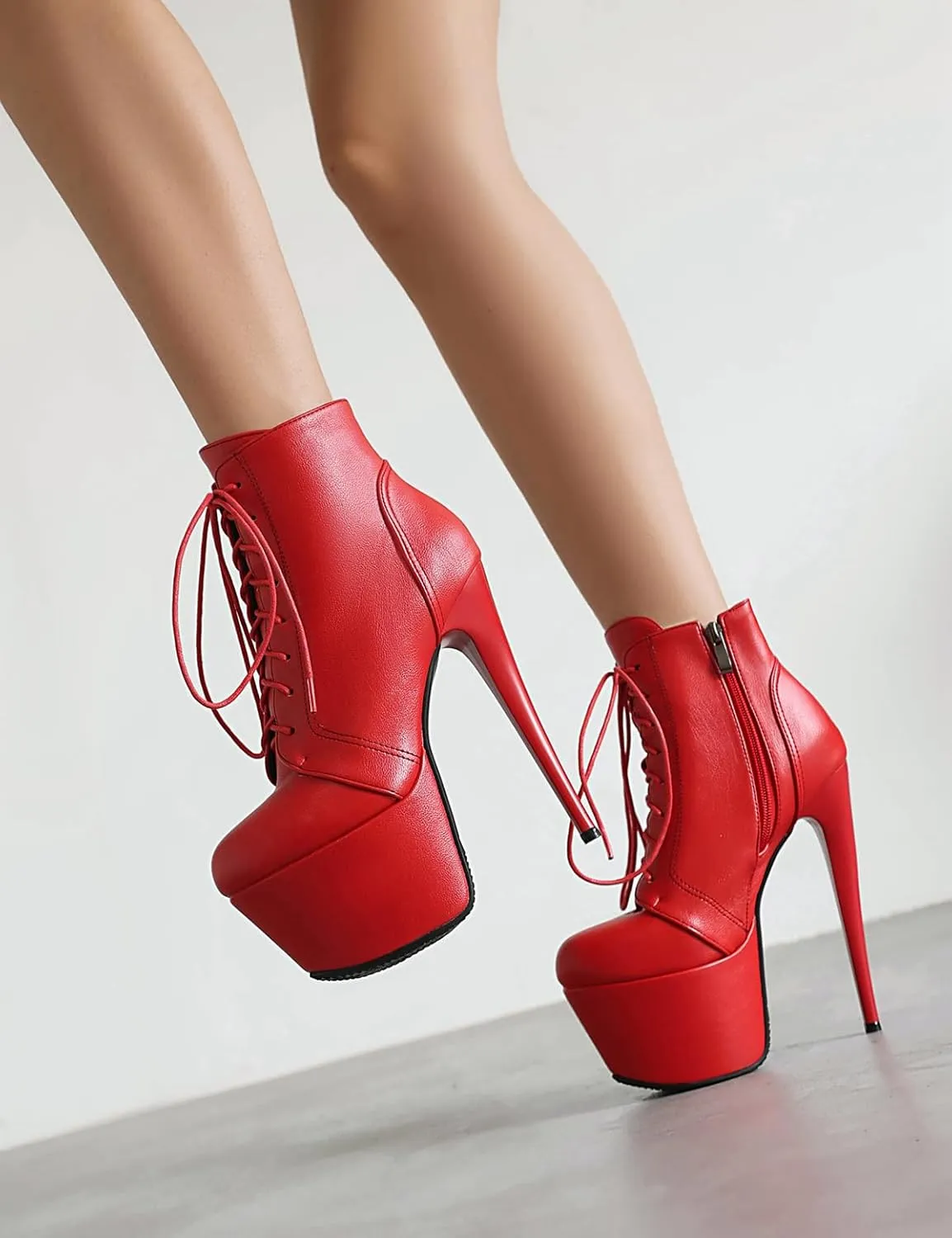 Roimaash Women's Ankle-High Boots Platform Booties Ankle High Stiletto Heels