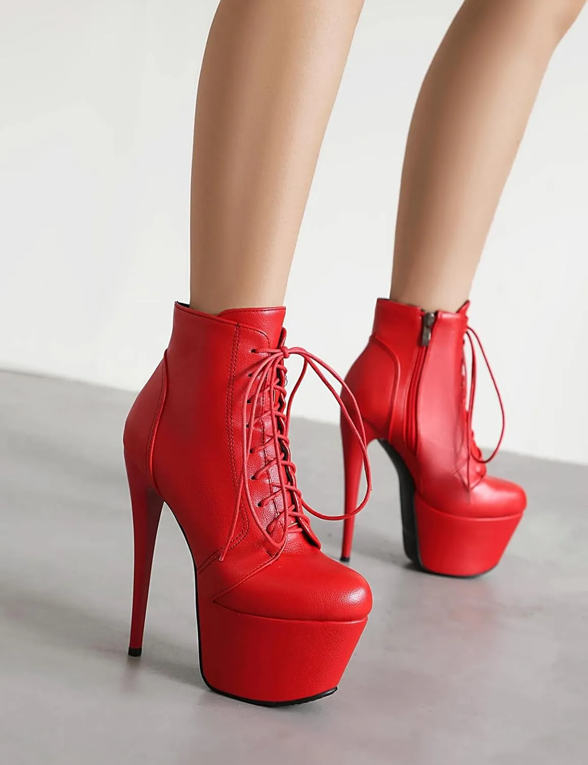 Roimaash Women's Ankle-High Boots Platform Booties Ankle High Stiletto Heels