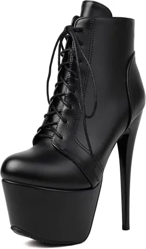 Roimaash Women's Ankle-High Boots Platform Booties Ankle High Stiletto Heels