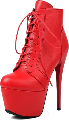 Roimaash Women's Ankle-High Boots Platform Booties Ankle High Stiletto Heels