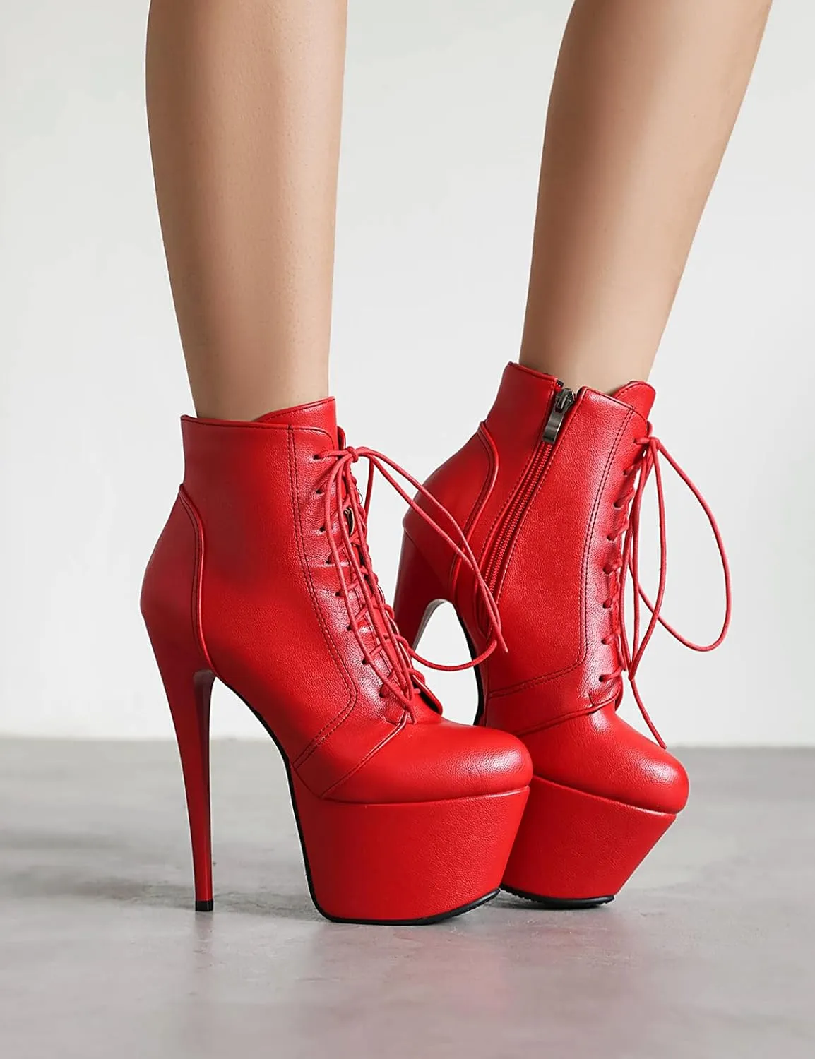 Roimaash Women's Ankle-High Boots Platform Booties Ankle High Stiletto Heels