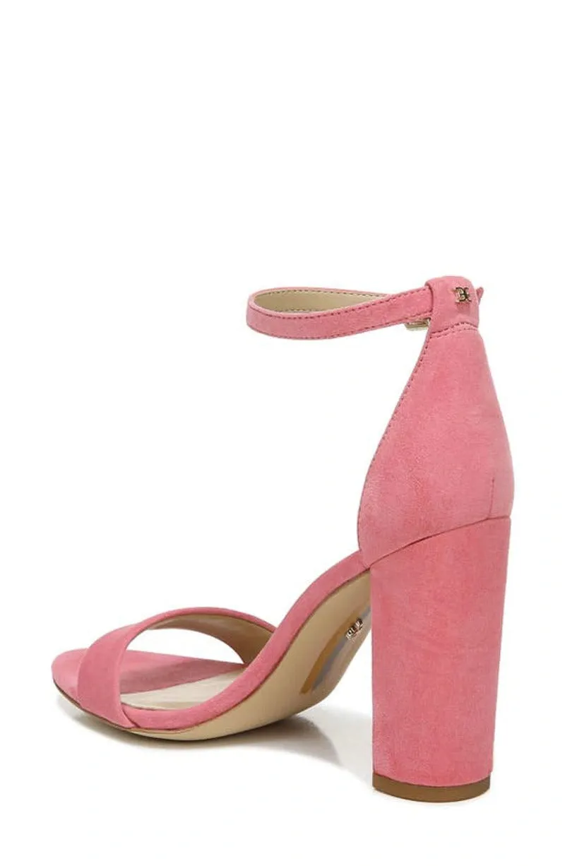 Sam Edelman Yaro Rose Ankle Strap Open Round Toe Block High Heel Sandals