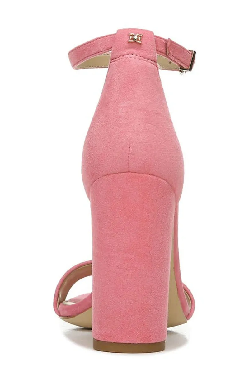 Sam Edelman Yaro Rose Ankle Strap Open Round Toe Block High Heel Sandals