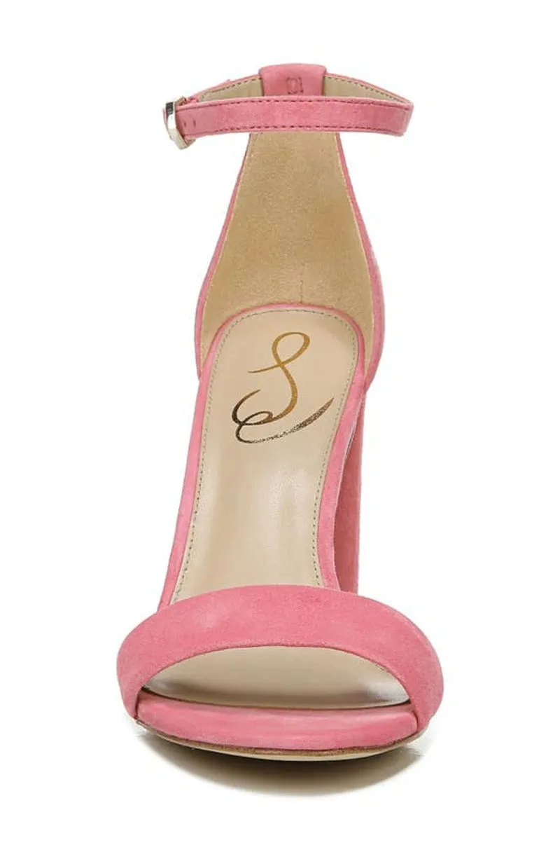 Sam Edelman Yaro Rose Ankle Strap Open Round Toe Block High Heel Sandals