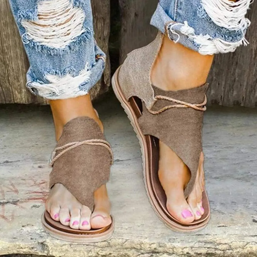 Sandals for Women Flat,Comfy Sandals Ladies Fashion Leopard/Zebra/Snake Pattern Flat Heel Slip On Sandals with Zipper