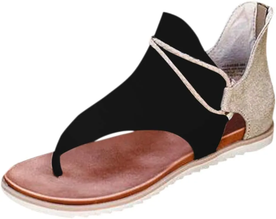 Sandals for Women Thong,Women's Bohemia Bling Rhinestone Pearl Flat Sandals Flat Gladiator Sandals Open Toe Dress Shoes